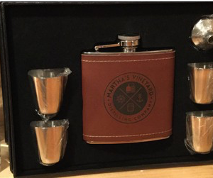 Leather Wrapped Stainless Steel Flask Gift Set